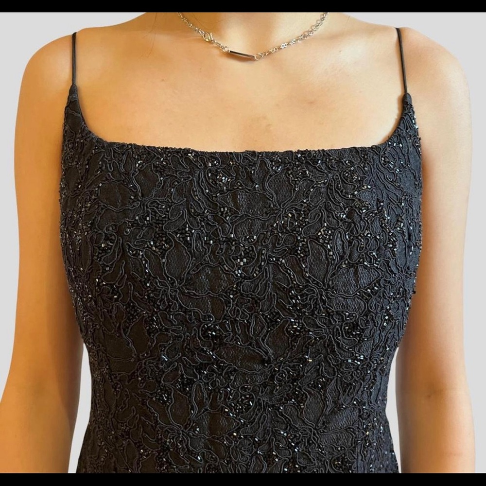 Carmen Marc Valvo Sexy Black Beaded Mini Dress 4